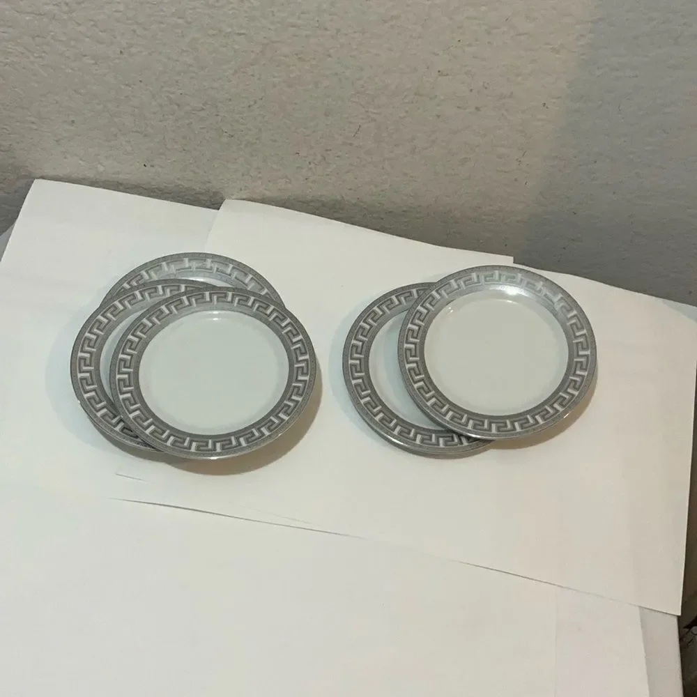 Fine Porcelain platinum Design Czech Republic Set Of 5 appetizers plate 6 3/8 G9